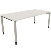 Schreibtisch All in One, manuell höhenverstellbar, 68-82cm (H), 180x90cm (BxT), rechteckig, weiß / silberaluminium