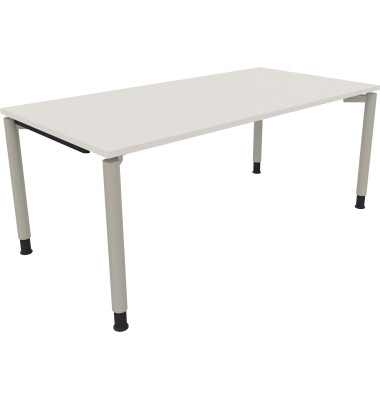 Schreibtisch All in One, manuell höhenverstellbar, 68-82cm (H), 180x90cm (BxT), rechteckig, weiß / silberaluminium Schreibtisch All in One, manuell höhenverstellbar, 68-82cm (H), 180x90cm (BxT), rechteckig, weiß / silberaluminium
