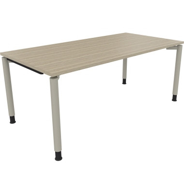 Schreibtisch All in One, manuell höhenverstellbar, 68-82cm (H), 180x90cm (BxT), rechteckig, eiche natur / silberaluminium Schreibtisch All in One, manuell höhenverstellbar, 68-82cm (H), 180x90cm (BxT), rechteckig, eiche natur / silberaluminium