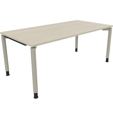 Schreibtisch All in One, manuell h&ouml;henverstellbar, 68-82cm (H), 180x90cm (BxT), rechteckig, akazie hell / silberaluminium