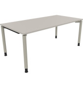 Schreibtisch All in One, manuell höhenverstellbar, 68-82cm (H), 180x90cm (BxT), rechteckig, lichtgrau / silberaluminium