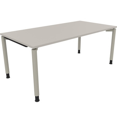 Schreibtisch All in One, manuell h&ouml;henverstellbar, 68-82cm (H), 180x90cm (BxT), rechteckig, lichtgrau / silberaluminium