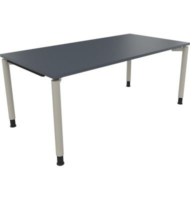 Schreibtisch All in One, manuell höhenverstellbar, 68-82cm (H), 180x90cm (BxT), rechteckig, lavagrau / silberaluminium