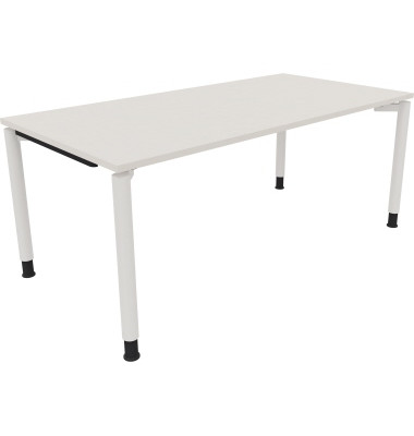 Schreibtisch All in One, manuell höhenverstellbar, 68-82cm (H), 180x90cm (BxT), rechteckig, weiß / weiß