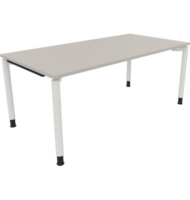 Schreibtisch All in One, manuell höhenverstellbar, 68-82cm (H), 180x90cm (BxT), rechteckig, lichtgrau / weiß