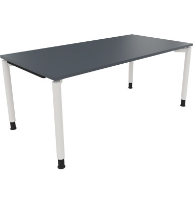 Schreibtisch All in One, manuell höhenverstellbar, 68-82cm (H), 180x90cm (BxT), rechteckig, lavagrau / weiß