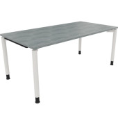 Schreibtisch All in One, manuell h&ouml;henverstellbar, 68-82cm (H), 180x90cm (BxT), rechteckig, beton hell / wei&szlig;