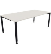 Schreibtisch All in One, manuell höhenverstellbar, 68-82cm (H), 200x100cm (BxT), rechteckig, weiß / anthrazit metallic