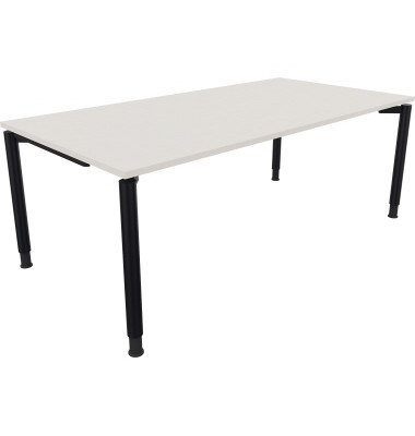 Schreibtisch All in One, manuell h&ouml;henverstellbar, 68-82cm (H), 200x100cm (BxT), rechteckig, wei&szlig; / anthrazit metallic