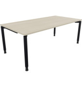 Schreibtisch All in One, manuell h&ouml;henverstellbar, 68-82cm (H), 200x100cm (BxT), rechteckig, akazie hell / anthrazit metallic