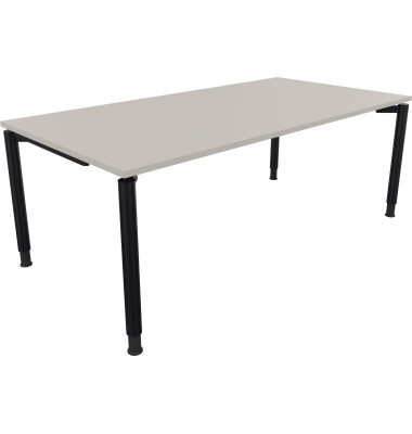 Schreibtisch All in One, manuell h&ouml;henverstellbar, 68-82cm (H), 200x100cm (BxT), rechteckig, lichtgrau / anthrazit metallic