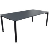 Schreibtisch All in One, manuell h&ouml;henverstellbar, 68-82cm (H), 200x100cm (BxT), rechteckig, lavagrau / anthrazit metallic