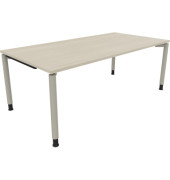 Schreibtisch All in One, manuell höhenverstellbar, 68-82cm (H), 200x100cm (BxT), rechteckig, akazie hell / silberaluminium