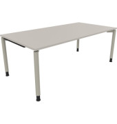 Schreibtisch All in One, manuell höhenverstellbar, 68-82cm (H), 200x100cm (BxT), rechteckig, lichtgrau / silberaluminium