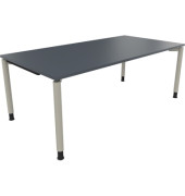 Schreibtisch All in One, manuell h&ouml;henverstellbar, 68-82cm (H), 200x100cm (BxT), rechteckig, lavagrau / silberaluminium