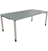 Schreibtisch All in One, manuell h&ouml;henverstellbar, 68-82cm (H), 200x100cm (BxT), rechteckig, beton hell / silberaluminium