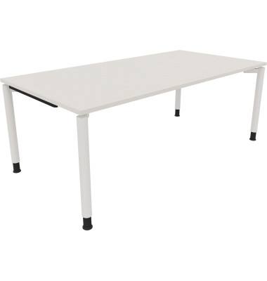 Schreibtisch All in One, manuell höhenverstellbar, 68-82cm (H), 200x100cm (BxT), rechteckig, weiß / weiß