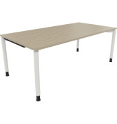 Schreibtisch All in One, manuell höhenverstellbar, 68-82cm (H), 200x100cm (BxT), rechteckig, eiche natur / weiß