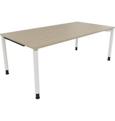 Schreibtisch All in One, manuell höhenverstellbar, 68-82cm (H), 200x100cm (BxT), rechteckig, eiche natur / weiß Schreibtisch All in One, manuell höhenverstellbar, 68-82cm (H), 200x100cm (BxT), rechteckig, eiche natur / weiß