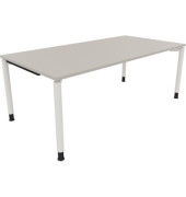 Schreibtisch All in One, manuell höhenverstellbar, 68-82cm (H), 200x100cm (BxT), rechteckig, lichtgrau / weiß