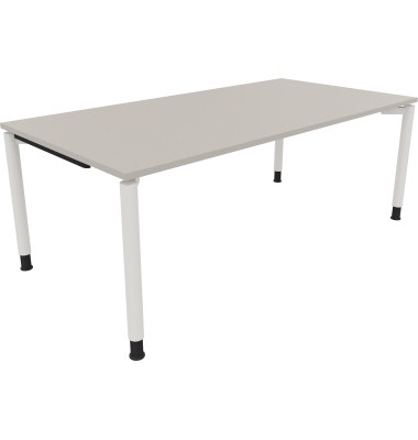 Schreibtisch All in One, manuell h&ouml;henverstellbar, 68-82cm (H), 200x100cm (BxT), rechteckig, lichtgrau / wei&szlig;