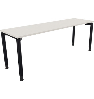 Schreibtisch All in One, manuell h&ouml;henverstellbar, 68-82cm (H), 200x60cm (BxT), rechteckig, wei&szlig; / anthrazit metallic