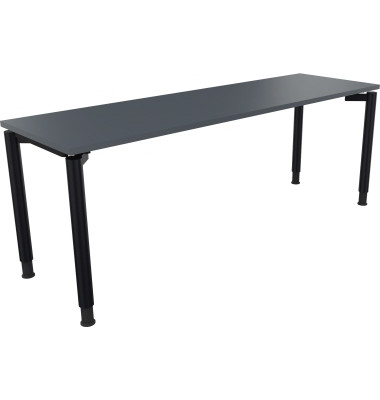 Schreibtisch All in One, manuell höhenverstellbar, 68-82cm (H), 200x60cm (BxT), rechteckig, lavagrau / anthrazit metallic Schreibtisch All in One, manuell höhenverstellbar, 68-82cm (H), 200x60cm (BxT), rechteckig, lavagrau / anthrazit metallic