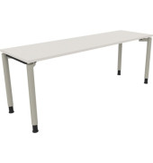 Schreibtisch All in One, manuell h&ouml;henverstellbar, 68-82cm (H), 200x60cm (BxT), rechteckig, wei&szlig; / silberaluminium