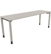 Schreibtisch All in One, manuell höhenverstellbar, 68-82cm (H), 200x60cm (BxT), rechteckig, lichtgrau / silberaluminium