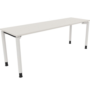 Schreibtisch All in One, manuell h&ouml;henverstellbar, 68-82cm (H), 200x60cm (BxT), rechteckig, wei&szlig; / wei&szlig;