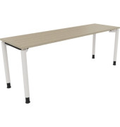 Schreibtisch All in One, manuell höhenverstellbar, 68-82cm (H), 200x60cm (BxT), rechteckig, eiche natur / weiß