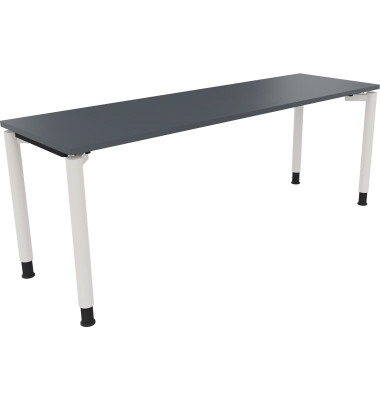Schreibtisch All in One, manuell h&ouml;henverstellbar, 68-82cm (H), 200x60cm (BxT), rechteckig, lavagrau / wei&szlig;