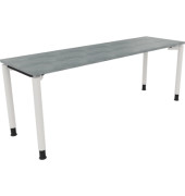 Schreibtisch All in One, manuell h&ouml;henverstellbar, 68-82cm (H), 200x60cm (BxT), rechteckig, beton hell / wei&szlig;