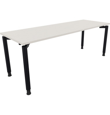 Schreibtisch All in One, manuell h&ouml;henverstellbar, 68-82cm (H), 200x70cm (BxT), rechteckig, wei&szlig; / anthrazit metallic