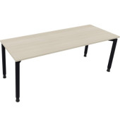 Schreibtisch All in One, manuell höhenverstellbar, 68-82cm (H), 200x70cm (BxT), rechteckig, akazie hell / anthrazit metallic