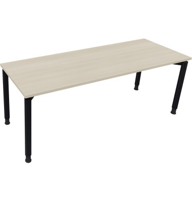 Schreibtisch All in One, manuell höhenverstellbar, 68-82cm (H), 200x70cm (BxT), rechteckig, akazie hell / anthrazit metallic