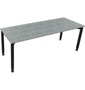 Schreibtisch All in One, manuell höhenverstellbar, 68-82cm (H), 200x70cm (BxT), rechteckig, beton hell / anthrazit metallic