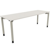 Schreibtisch All in One, manuell höhenverstellbar, 68-82cm (H), 200x70cm (BxT), rechteckig, weiß / silberaluminium