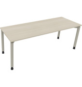 Schreibtisch All in One, manuell höhenverstellbar, 68-82cm (H), 200x70cm (BxT), rechteckig, akazie hell / silberaluminium