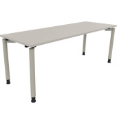 Schreibtisch All in One, manuell höhenverstellbar, 68-82cm (H), 200x70cm (BxT), rechteckig, lichtgrau / silberaluminium