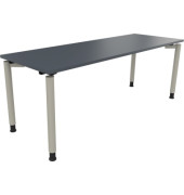 Schreibtisch All in One, manuell höhenverstellbar, 68-82cm (H), 200x70cm (BxT), rechteckig, lavagrau / silberaluminium