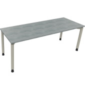 Schreibtisch All in One, manuell h&ouml;henverstellbar, 68-82cm (H), 200x70cm (BxT), rechteckig, beton hell / silberaluminium