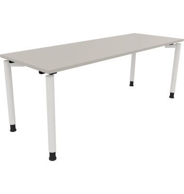 Schreibtisch All in One, manuell h&ouml;henverstellbar, 68-82cm (H), 200x70cm (BxT), rechteckig, lichtgrau / wei&szlig;
