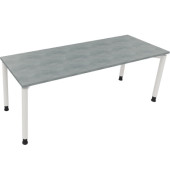 Schreibtisch All in One, manuell höhenverstellbar, 68-82cm (H), 200x70cm (BxT), rechteckig, beton hell / weiß