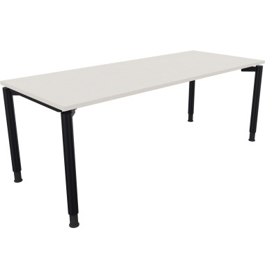 Schreibtisch All in One, manuell h&ouml;henverstellbar, 68-82cm (H), 200x80cm (BxT), rechteckig, wei&szlig; / anthrazit metallic