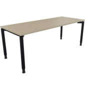 Schreibtisch All in One, manuell h&ouml;henverstellbar, 68-82cm (H), 200x80cm (BxT), rechteckig, eiche natur / anthrazit metallic