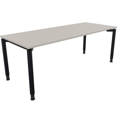 Schreibtisch All in One, manuell h&ouml;henverstellbar, 68-82cm (H), 200x80cm (BxT), rechteckig, lichtgrau / anthrazit metallic