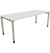 Schreibtisch All in One, manuell höhenverstellbar, 68-82cm (H), 200x80cm (BxT), rechteckig, weiß / silberaluminium