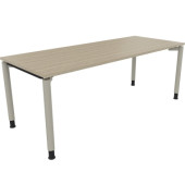 Schreibtisch All in One, manuell h&ouml;henverstellbar, 68-82cm (H), 200x80cm (BxT), rechteckig, eiche natur / silberaluminium