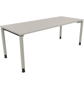 Schreibtisch All in One, manuell h&ouml;henverstellbar, 68-82cm (H), 200x80cm (BxT), rechteckig, lichtgrau / silberaluminium